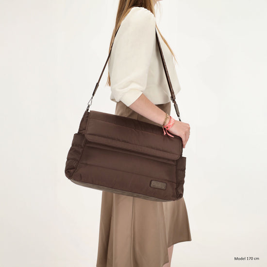 Wickeltasche in Braun 44 x 30cm aus Nylon - leder-accessoires.com