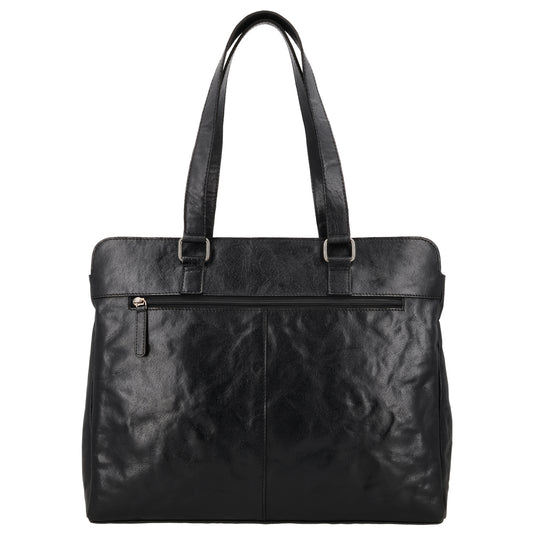 Business-| Laptoptasche 40x32cm in Schwarz mit Reißverschluss - leder-accessoires.com