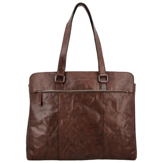 Business-| Laptoptasche 40x32cm in Braun mit Reißverschluss - leder-accessoires.com