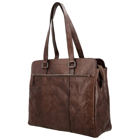 Business-| Laptoptasche 40x32cm in Braun mit Reißverschluss - leder-accessoires.com