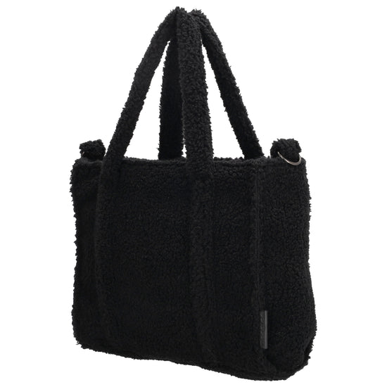 Schwarze Teddy Tasche Damen 27 x 22cm – kompakte Handtasche & Umhängetasche - leder-accessoires.com