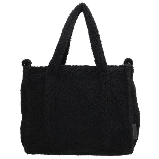 Schwarze Teddy Tasche Damen 27 x 22cm – kompakte Handtasche & Umhängetasche - leder-accessoires.com