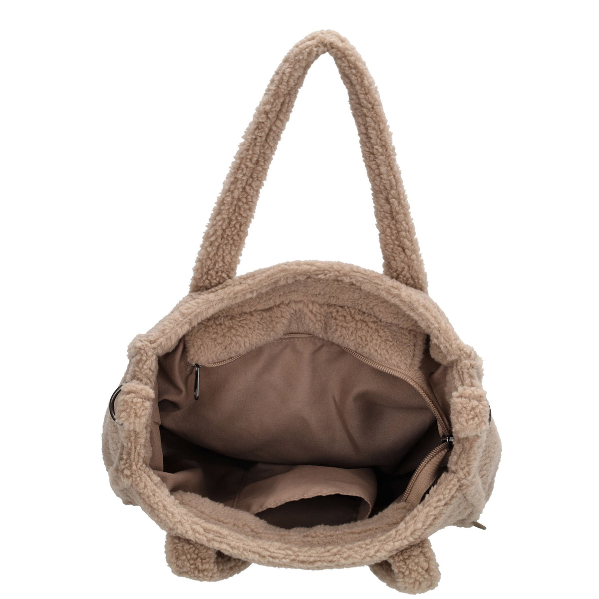 Teddy Tasche Damen Taupe 27 x 22cm – trendige Handtasche mit Schulterriemen - leder-accessoires.com