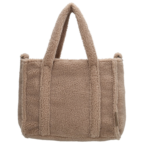 Teddy Tasche Damen Taupe 27 x 22cm – trendige Handtasche mit Schulterriemen - leder-accessoires.com