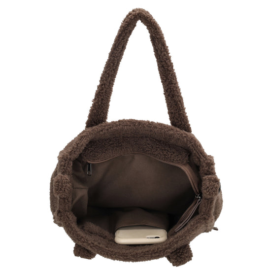 Teddy Tasche Damen 27 x 22cm Dunkelbraun – Handtasche & Umhängetasche - leder-accessoires.com