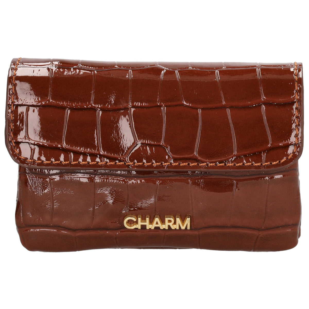 Braune Lackleder Geldbörse 11x8cm mit Krokoprägung – edel & praktisch - leder-accessoires.com