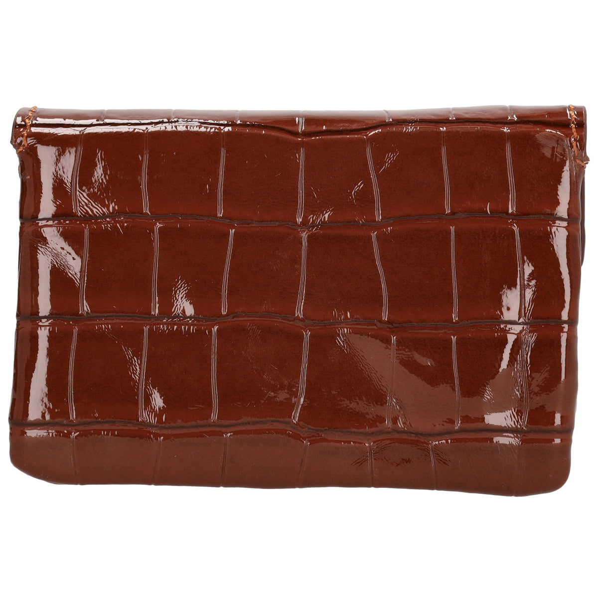Braune Lackleder Geldbörse 11x8cm mit Krokoprägung – edel & praktisch - leder-accessoires.com
