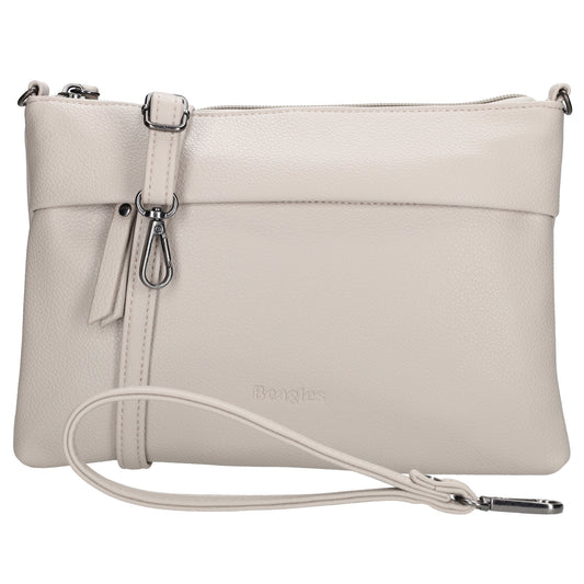 Clutch|Umhängetasche 25x17cm in Helltaupe aus Kunstleder - leder-accessoires.com