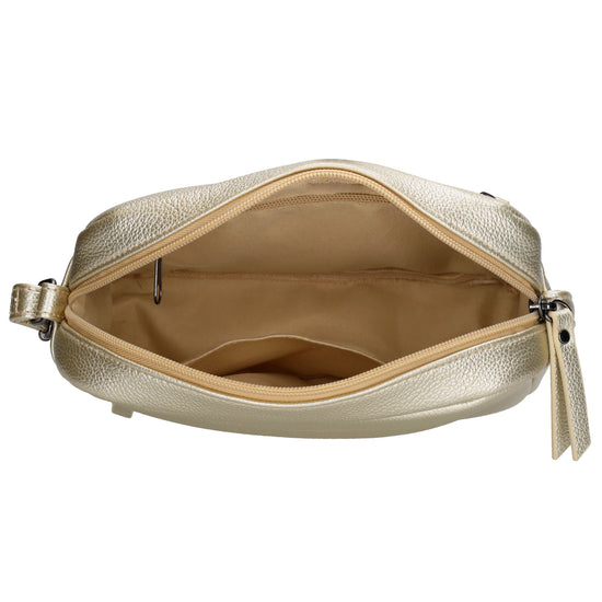 Light Gold Crossbody 21x13,5cm Bag in edler Lederoptik - leder-accessoires.com