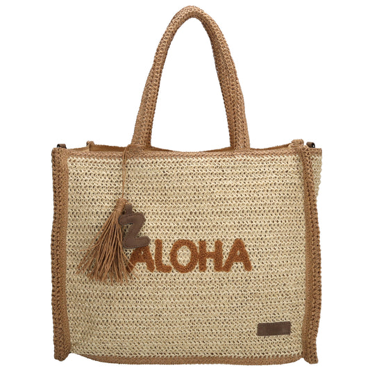 Aloha XXL Shopper 42x33cm Basttasche Natur aus Raphia – Sommer 2026 - leder-accessoires.com