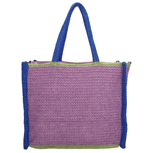 Aloha XXL Shopper 42x33cm Basttasche Flieder aus Raphia – Sommer 2026 - leder-accessoires.com
