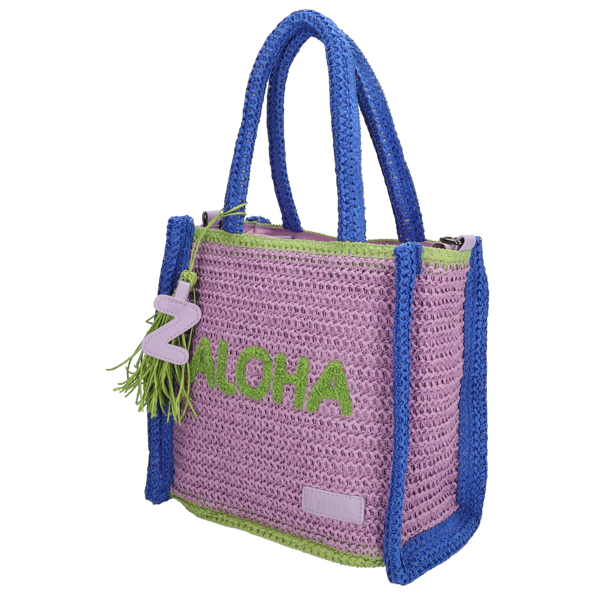 Aloha Shopper 29x23cm Basttasche Flieder Raphia mit Reißverschluss - leder-accessoires.com