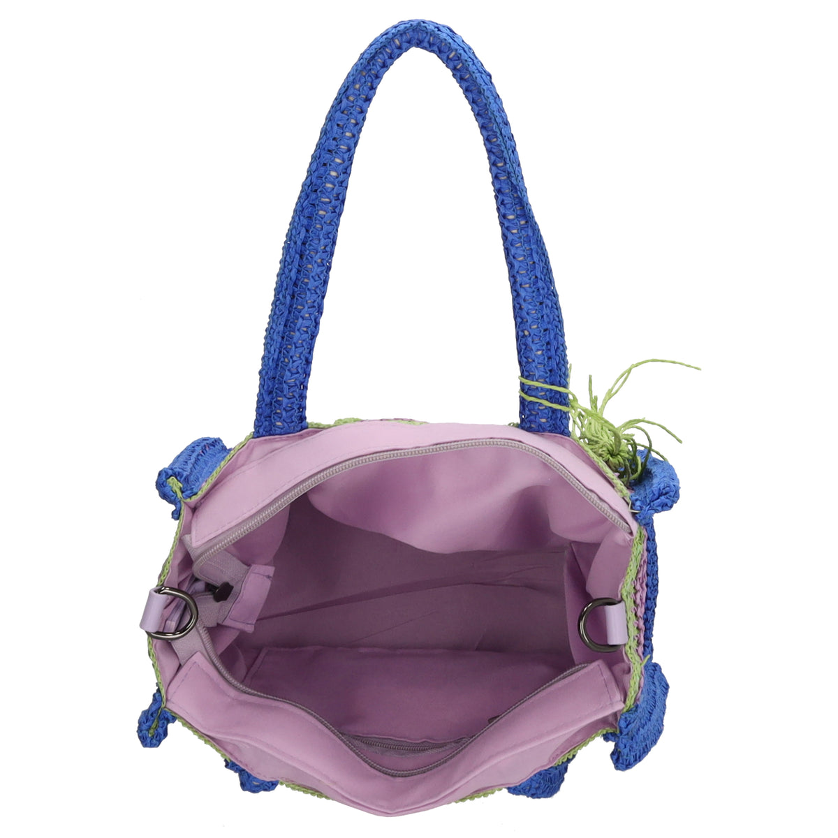 Aloha Shopper 29x23cm Basttasche Flieder Raphia mit Reißverschluss - leder-accessoires.com