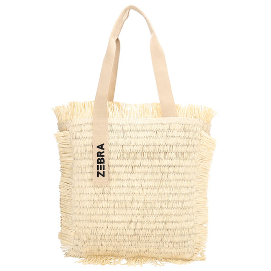 Fransen Shopper 35x36cm Creme – Aloha Basttasche Damen Sommer 2026 - leder-accessoires.com