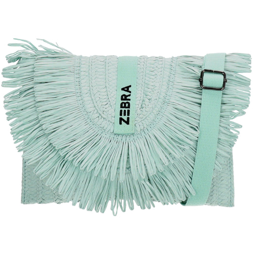 Aloha Umhängetasche 28x19cm mit Fransen Minze – Basttasche 2026 - leder-accessoires.com