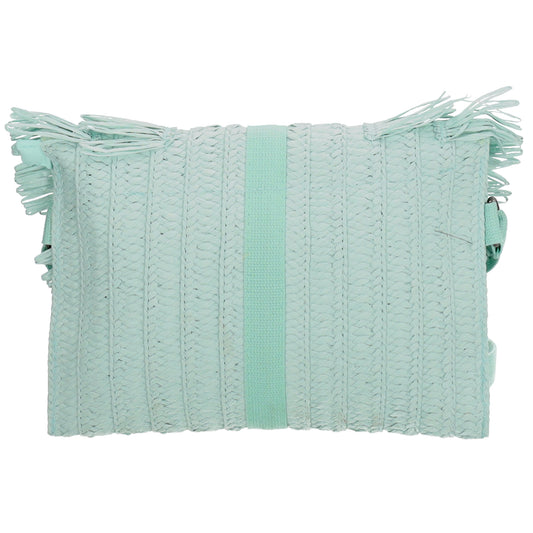 Aloha Umhängetasche 28x19cm mit Fransen Minze – Basttasche 2026 - leder-accessoires.com