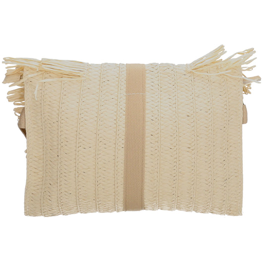 Aloha Umhängetasche 29x23 mit Fransen Creme – Basttasche Sommer 2026 - leder-accessoires.com
