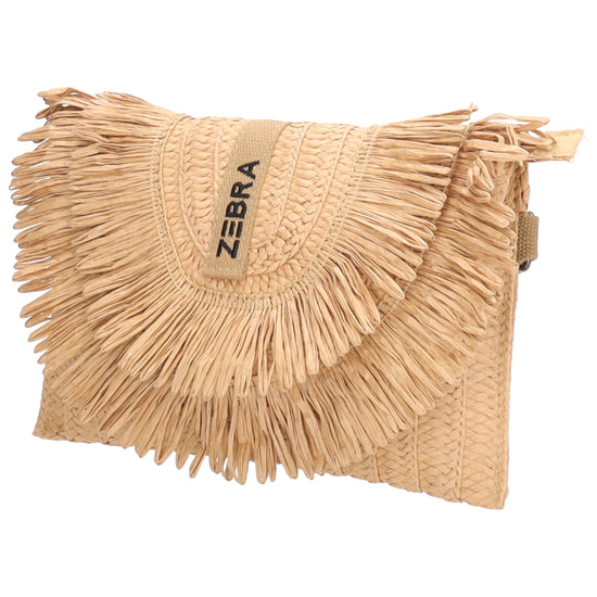 Aloha Umhängetasche 28x19cm mit Fransen Natur – Basttasche Sommer 2026 - leder-accessoires.com