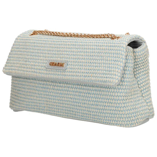 Elegante Strohtasche 26x16,5cm Hellblau – Crossbody & Schultertragbar