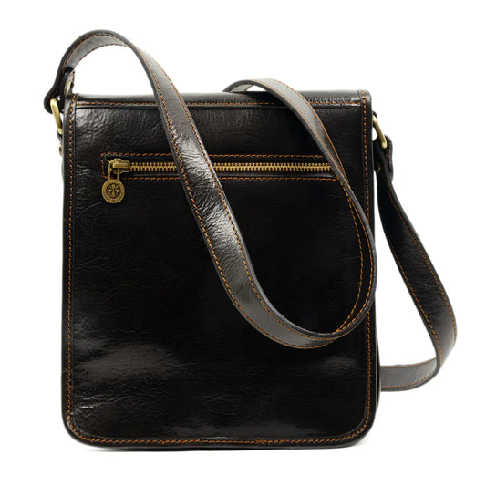Umhängetasche|Messenger Bag 22 x 26cm in Dunkelbraun aus Leder - leder-accessoires.com