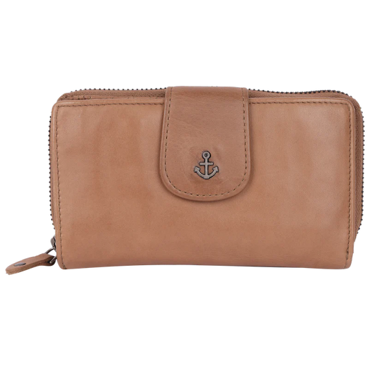 Geldbörse 16x9cm in Natur mit Reißverschluss und Lasche - leder-accessoires.com