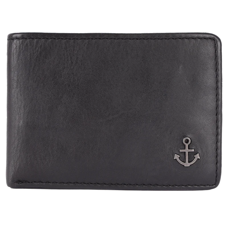 Lederbörse Querformat 10x7,5cm in Schwarz - leder-accessoires.com