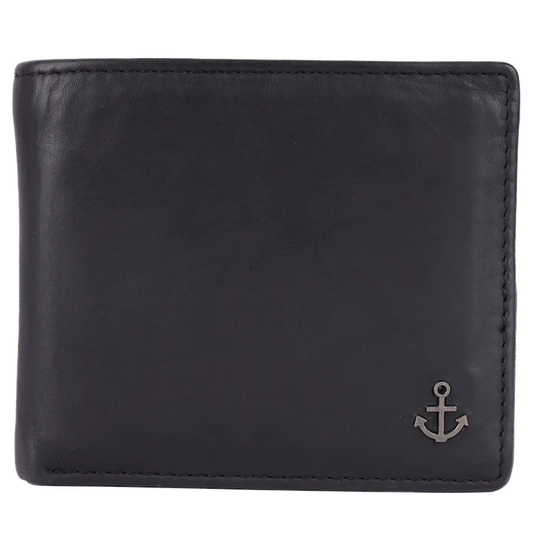 Lederbörse Querformat 11x9,5cm in Schwarz - leder-accessoires.com