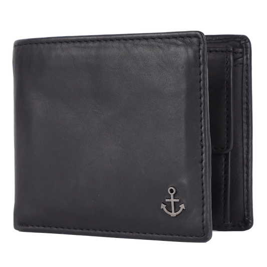 Lederbörse Querformat 11x9,5cm in Schwarz - leder-accessoires.com