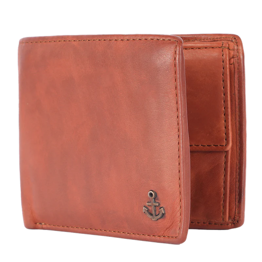 Lederbörse Querformat 11x9,5cm in Cognac - leder-accessoires.com