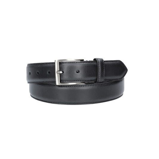 Herren-|Anzugsgürtel 35mm in Schwarz abgenäht aus Vollrindleder bombiert - leder-accessoires.com