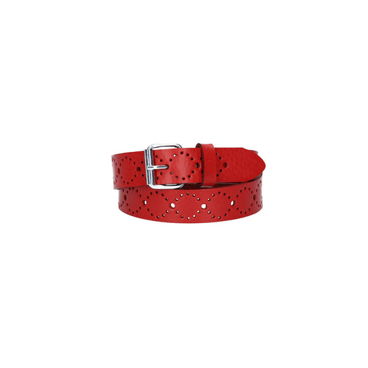 Ledergürtel Kids 25mm in Rot mit Lochmuster und Schließe Silber - leder-accessoires.com