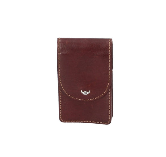 Kartenetui|Visitenkarten Golden Head 6,5 x 11cm in Braun aus Leder - leder-accessoires.com