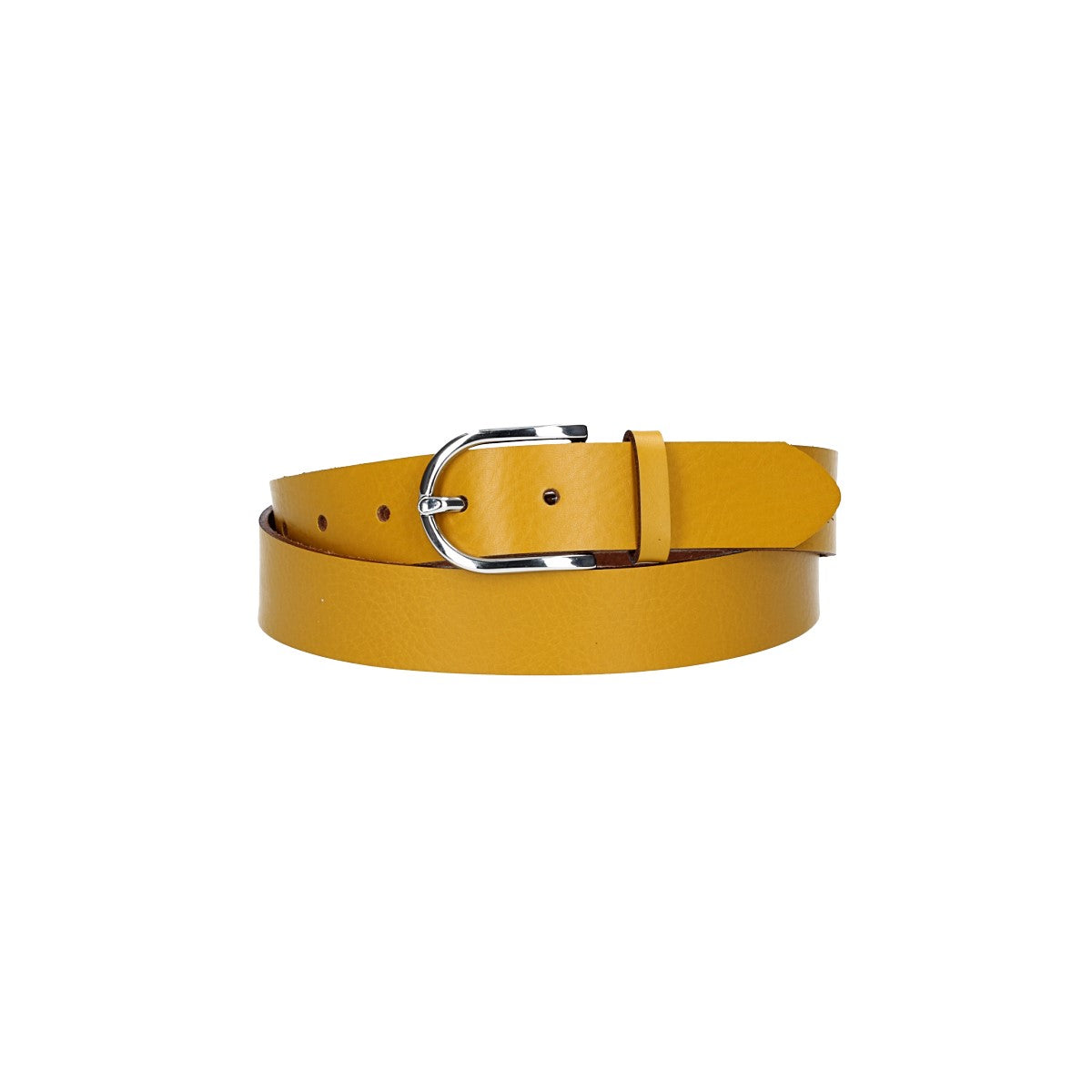 Ledergürtel 30mm in Gelb|Senfgelb mit Dornschließe in Silber - leder-accessoires.com