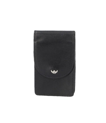 Kartenetui|Visitenkarten Golden Head 6,5 x 11cm in Schwarz aus Leder - leder-accessoires.com