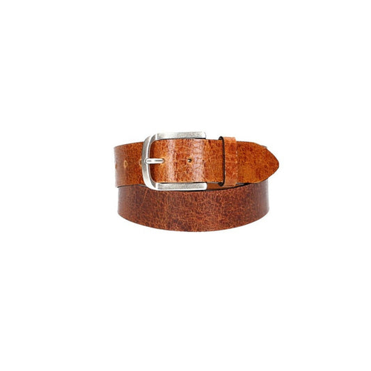 Ledergürtel 40mm Cognac gecrashte Optik mit Dornschließe in Silber - leder-accessoires.com