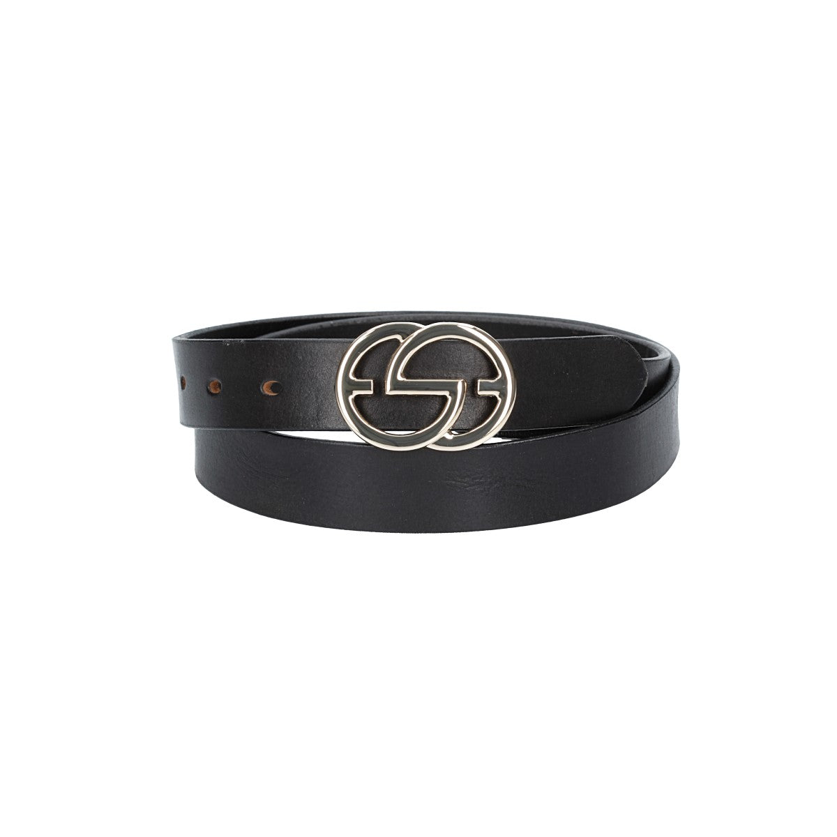 Ledergürtel 30mm in Schwarz mit GG-Schließe in Light Gold - leder-accessoires.com