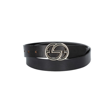 Ledergürtel 30mm in Schwarz mit GG-Schließe in Light Gold - leder-accessoires.com