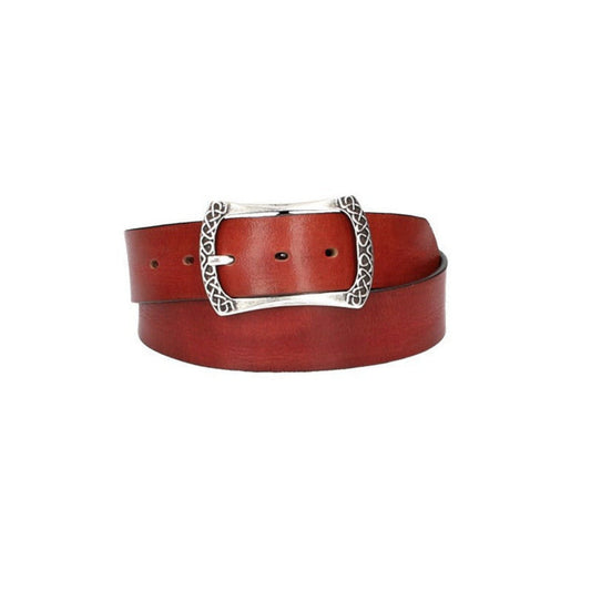 Ledergürtel Rot 40mm mit Vollschließe in Silber - leder-accessoires.com