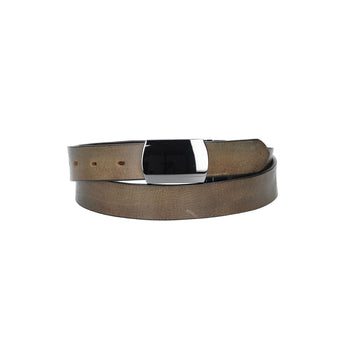 Ledergürtel Grau 30mm mit Koppelschließe in glänzend Schwarz - leder-accessoires.com