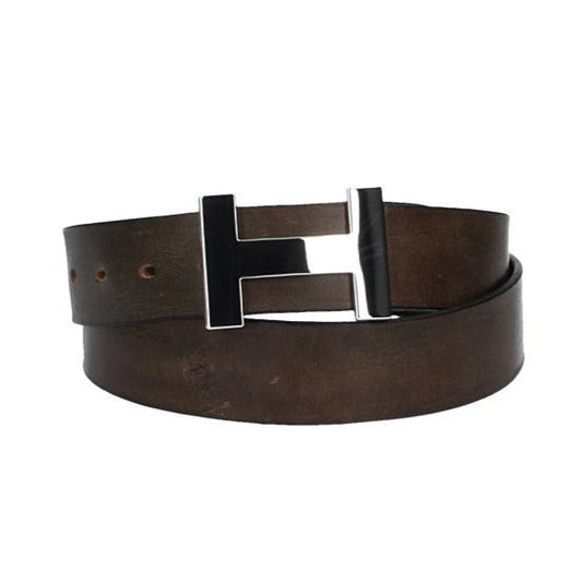 Ledergürtel Grau 40mm mit H-Schließe in Silber - leder-accessoires.com