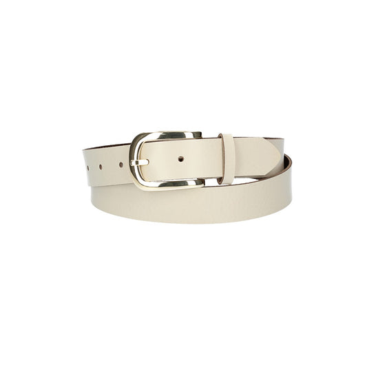 Ledergürtel 30mm in Beige mit Dornschließe in Gold - leder-accessoires.com