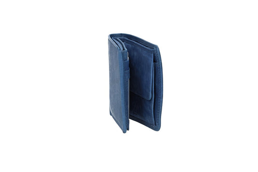 Geldbörse Querformat mit Reißverschluss in Blau aus Leder - leder-accessoires.com
