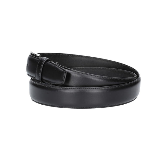 Herren-|Anzugsgürtel 35mm bombiert und abgenäht in Schwarz mit Dornschließe - leder-accessoires.com