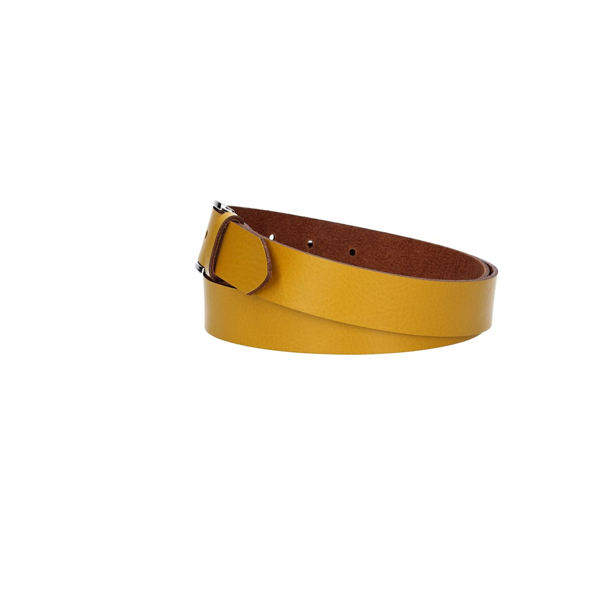 Ledergürtel 30mm in Gelb|Senfgelb mit Dornschließe in Silber - leder-accessoires.com
