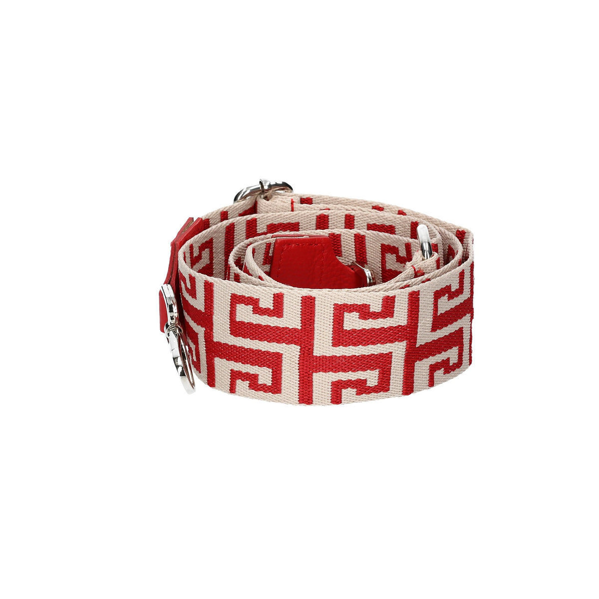 Taschenriemen|Wechselriemen Rot|Beige mit Karabiner Silber - leder-accessoires.com