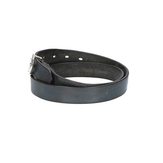Ledergürtel 30mm in Blau mit GG-Schließe in Light Gold - leder-accessoires.com