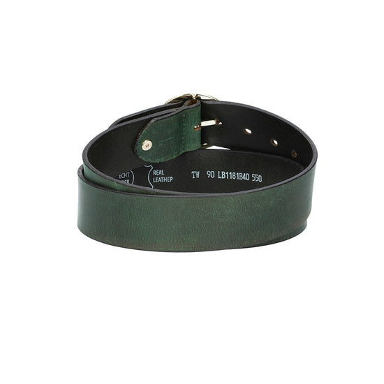 Ledergürtel Grün 40mm mit goldener Vollschließe - leder-accessoires.com