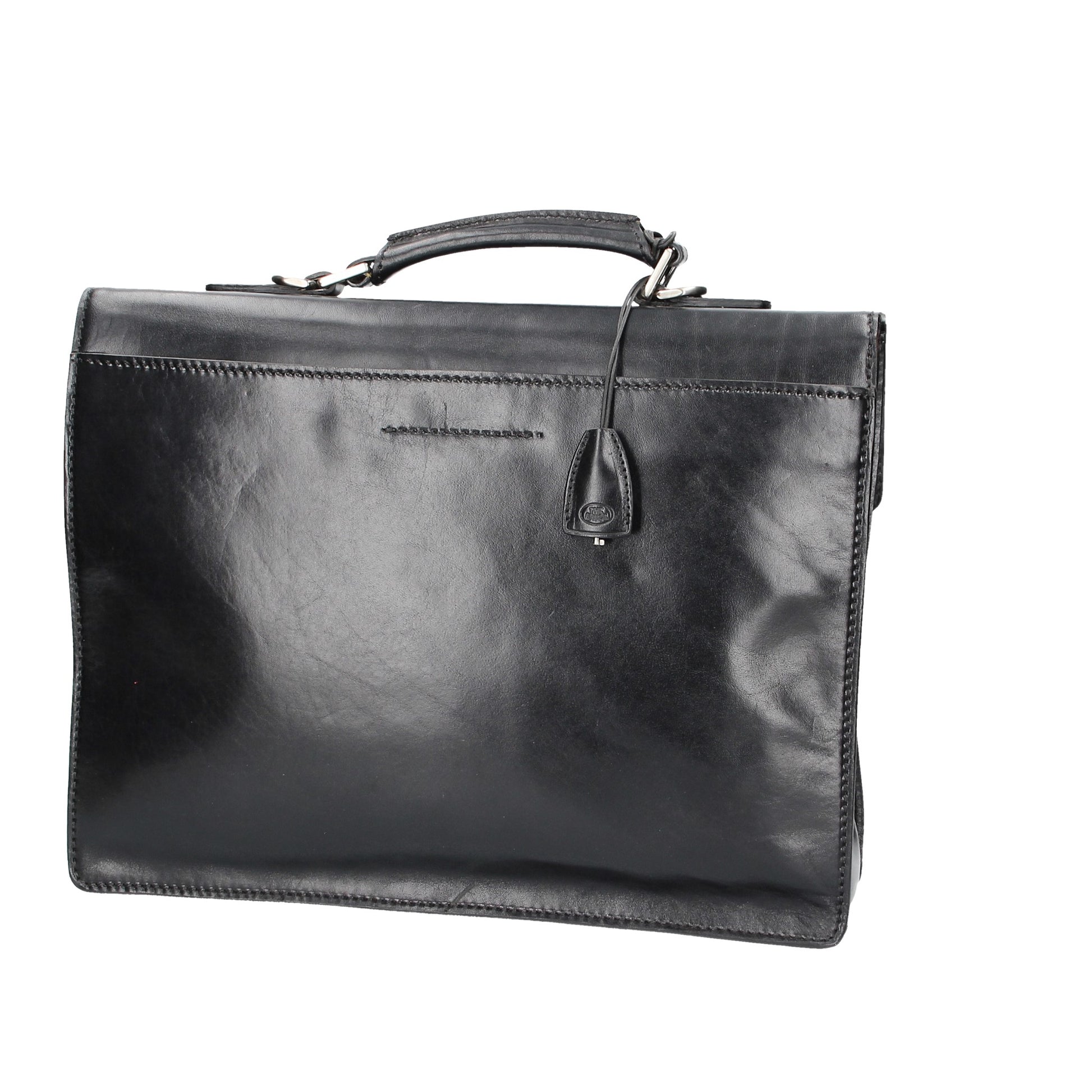 Aktentasche 40x10x30cm The Bridge in Schwarz mit Überschlag - leder-accessoires.com