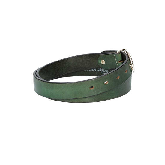 Ledergürtel 30mm in Grün mit GG-Schließe in Light Gold - leder-accessoires.com
