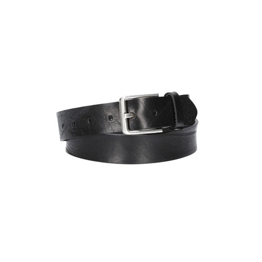 Hochwertiger Ledergürtel 35mm in Schwarz mit rustikaler Schließe in Silber - leder-accessoires.com